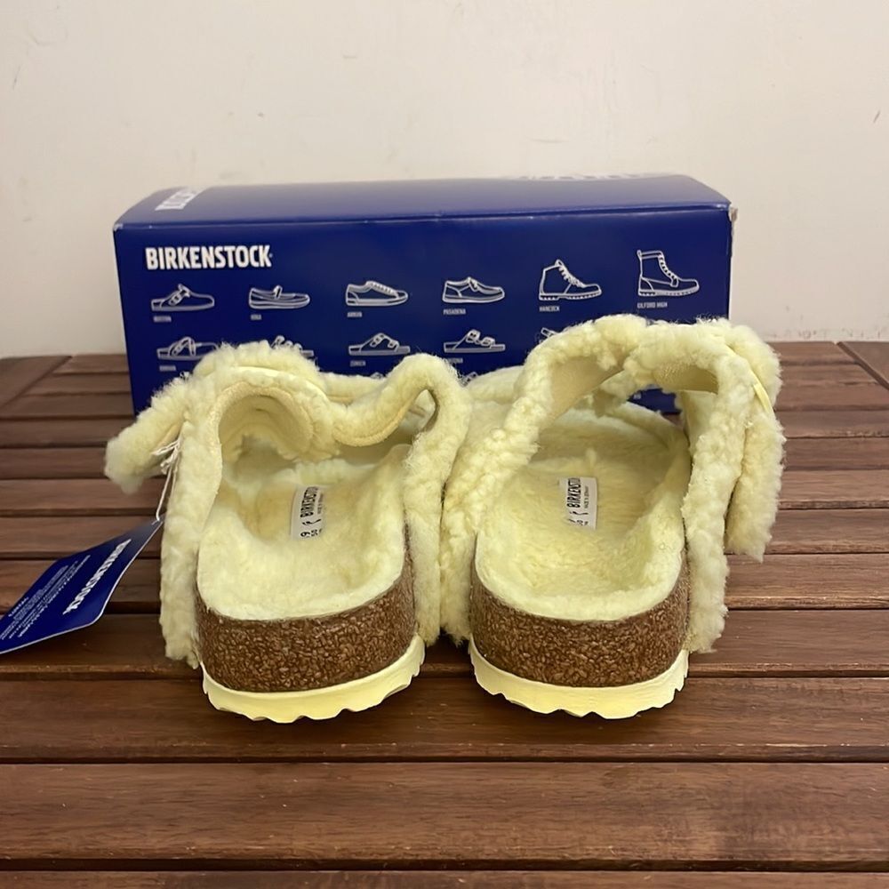 Birkenstock Arizona Big Buckle Shearling Sandals Yellow EU 39/US Women 8/UK 5.5 - Picture 7 of 12